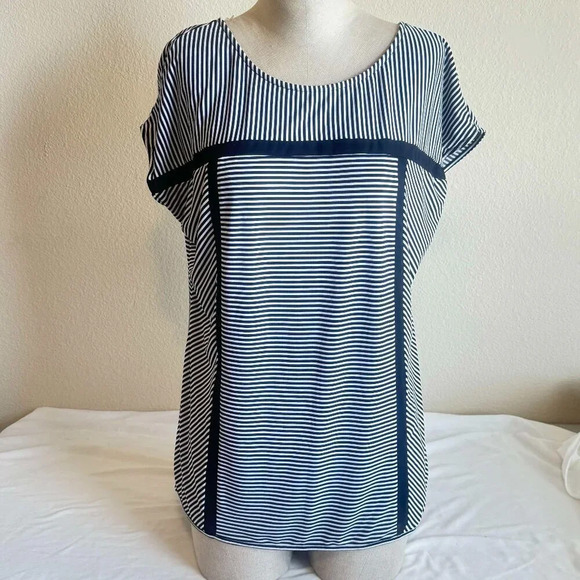Worthington Tops - Worthington Black and White stripes short sleeve blouse size Large